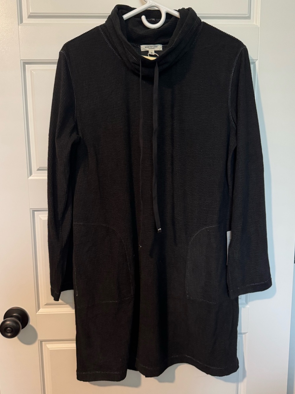 NWT Max Studio London Ribbed Cowlneck Dress, Black, Size Medium